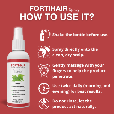 FORTIHAIR SPRAY 100ML HOW TO USE EN
